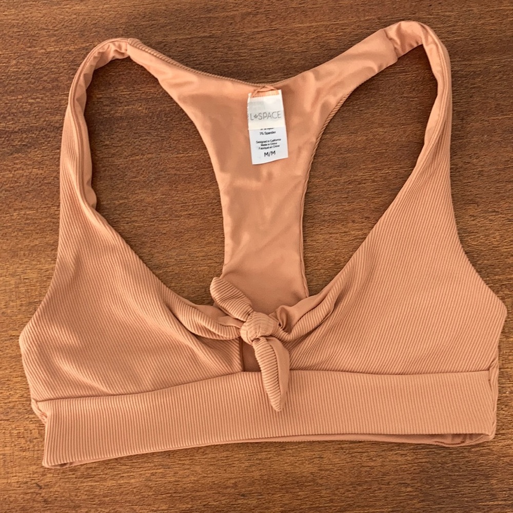 L*SPACE ribbed tan bikini top